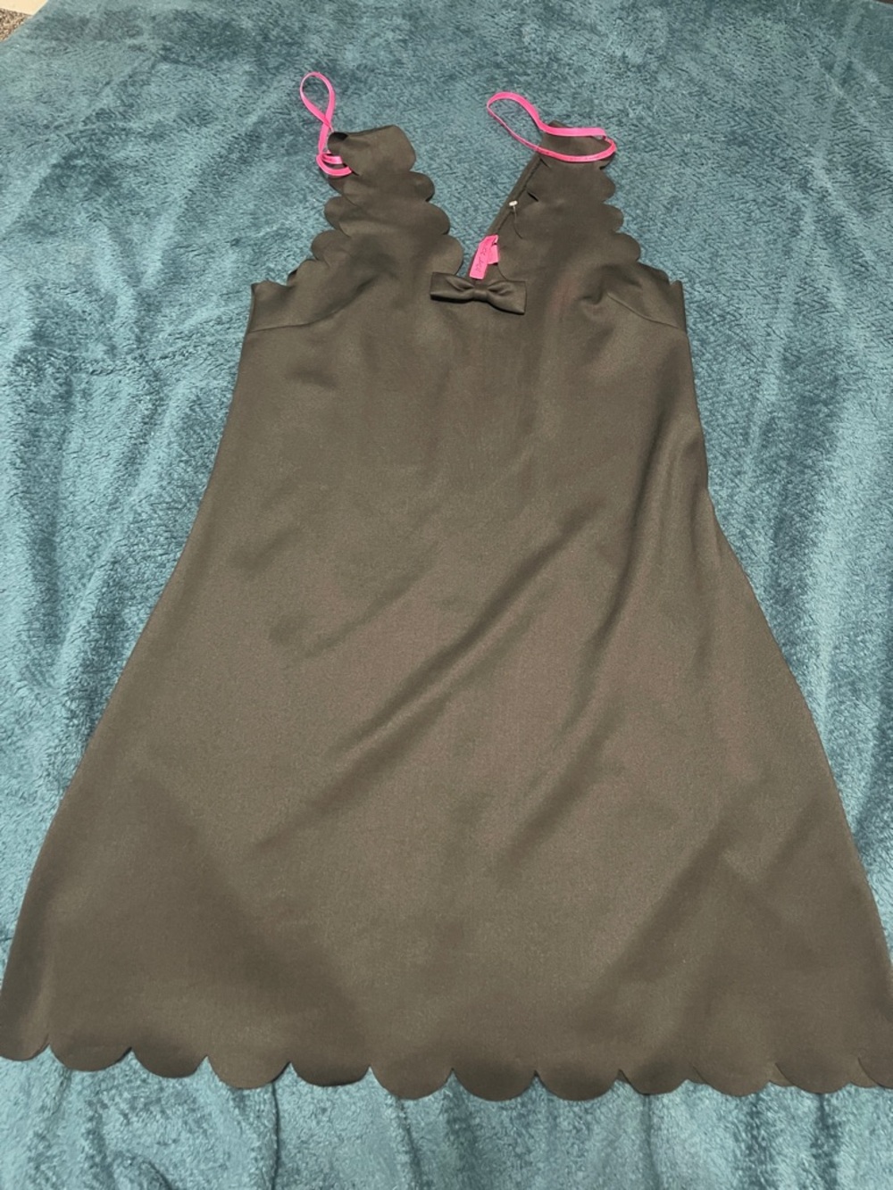Betsey Johnson Black Dress with Hot Pink Label Detail
